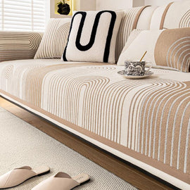 Khaki arch pattern chenille sofa cover — gsft-9062