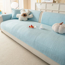Lake Blue Sweetheart Quilted Cotton Non-Slip Couch Cover