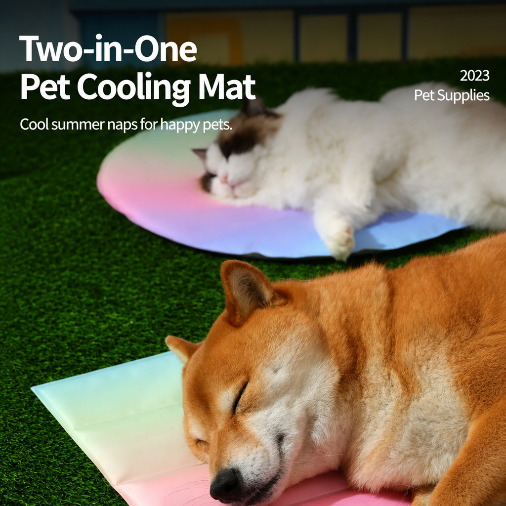 Cats and dogs resting on the two-in-one cooling mat