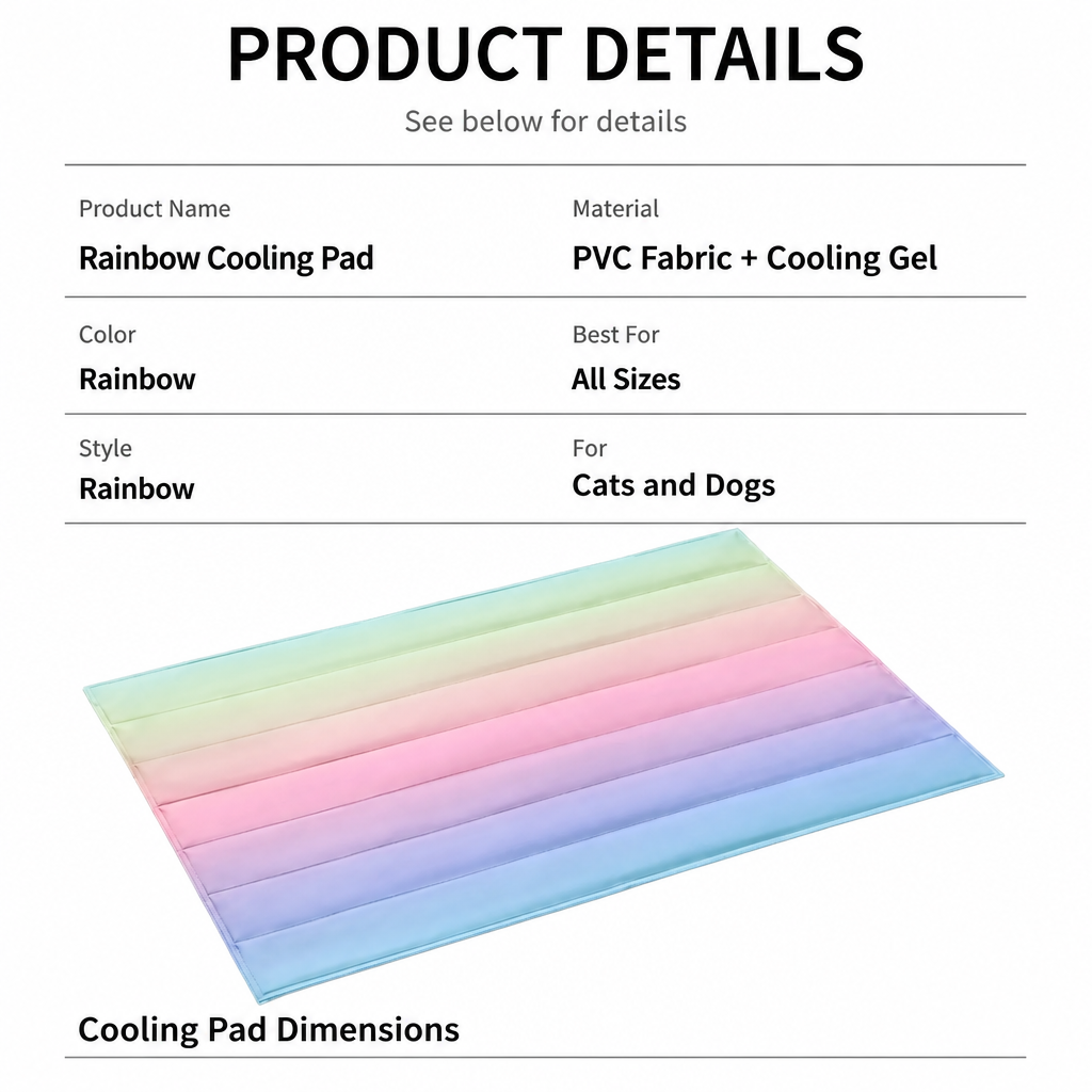 Rainbow cooling pad made with PVC fabric and cooling gel