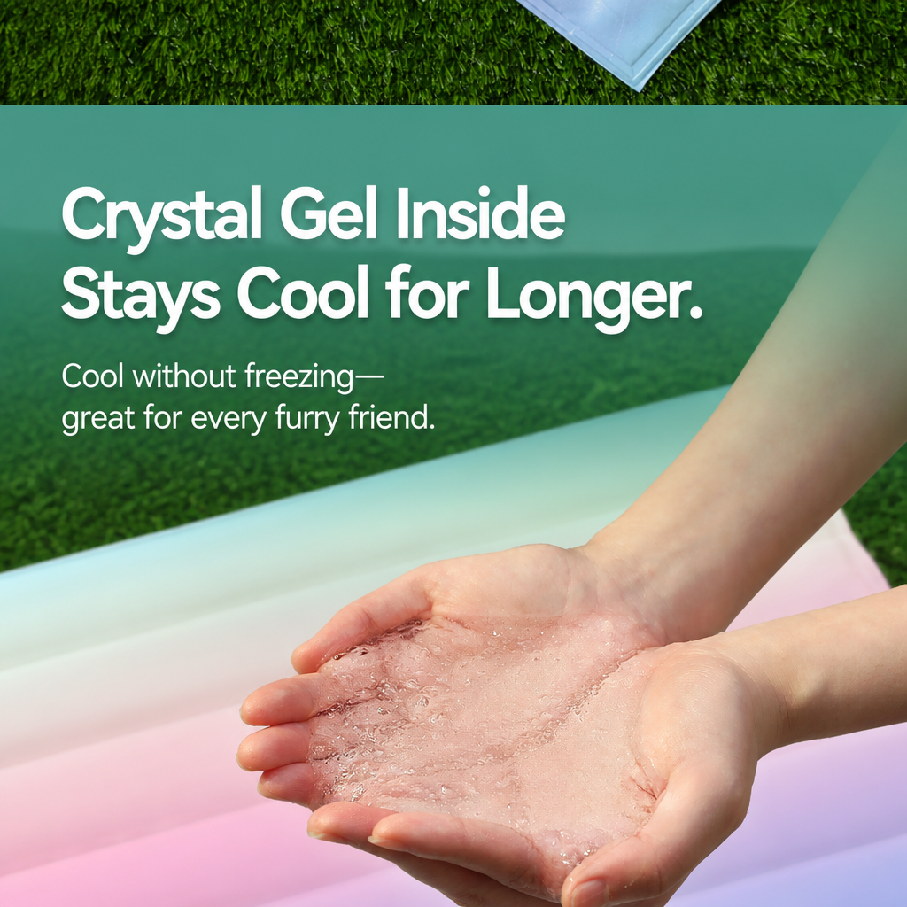 Foldable rainbow cooling mat for travel, patios and indoor floors