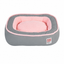 Gray and Pink plush bolster dog bed in M size