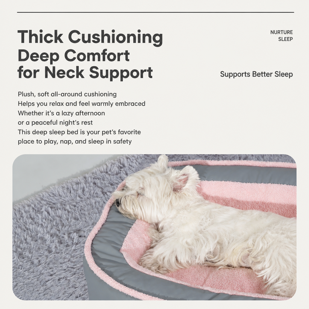 Thick all-around cushioning provides neck support and a cozy sleeping space