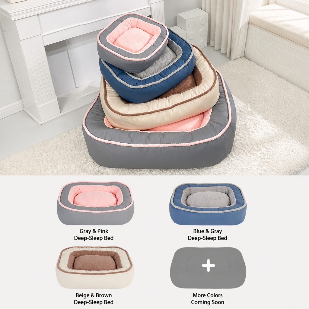 Stacked M, L and XL bolster bed sizes for different pets