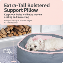 Large bolster dog bed gives pets space to stretch and turn