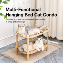 Multifunctional two-level cat condo for scratching, cooling, lounging and sleep