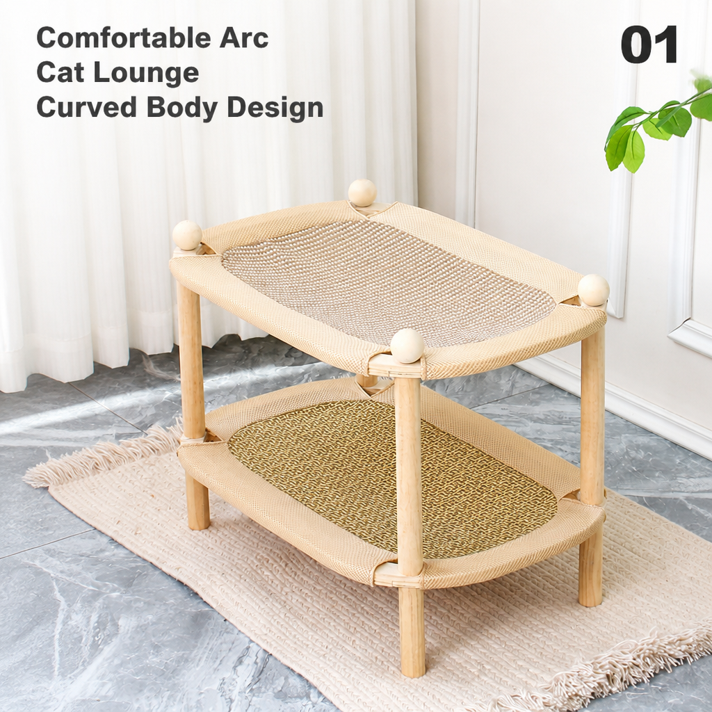 Rounded wood posts and corner caps create a stable furniture-style frame