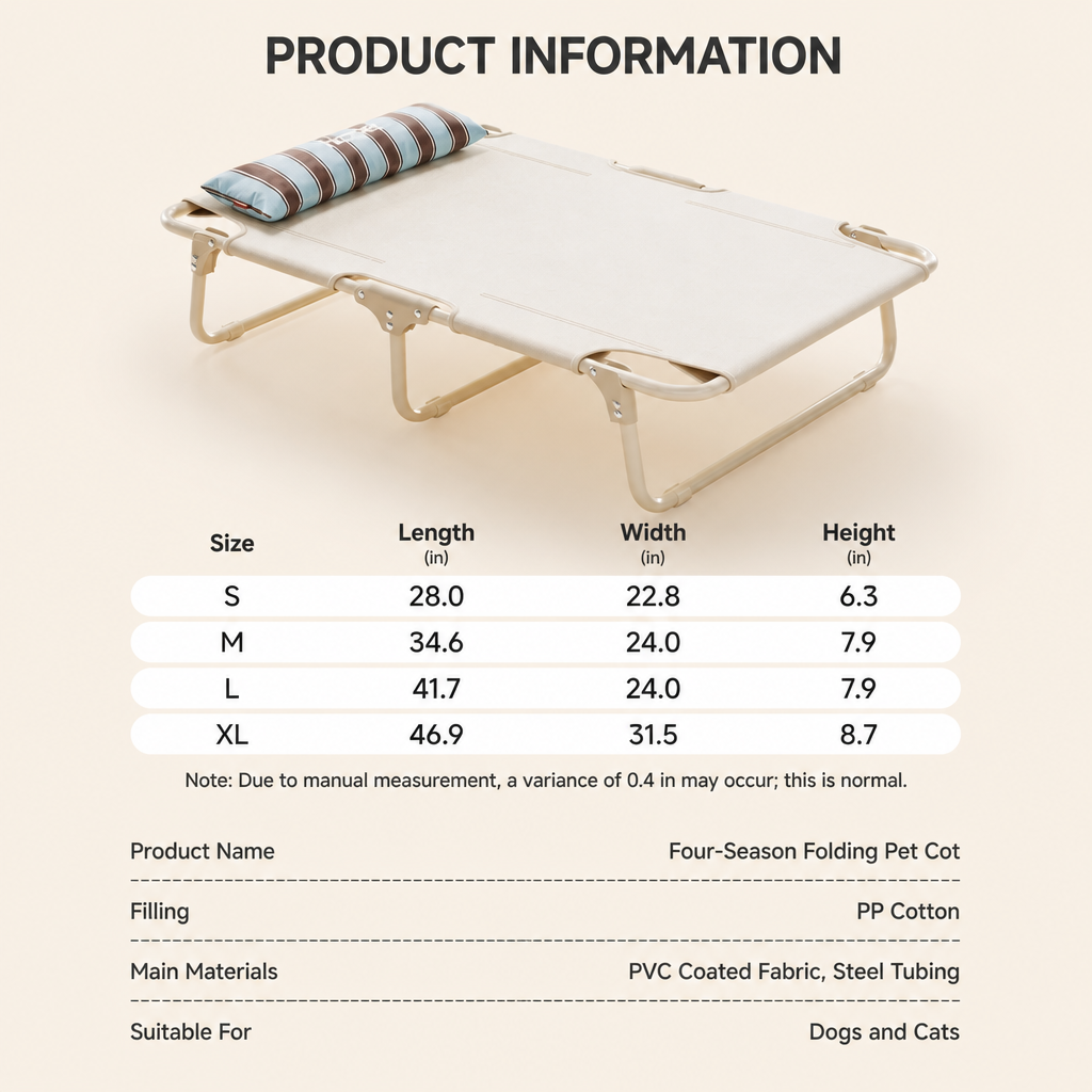 Portable handles make the folding dog cot easier to carry