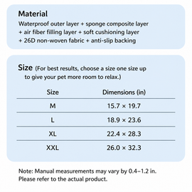 Cat sofa bed size chart and layered material construction