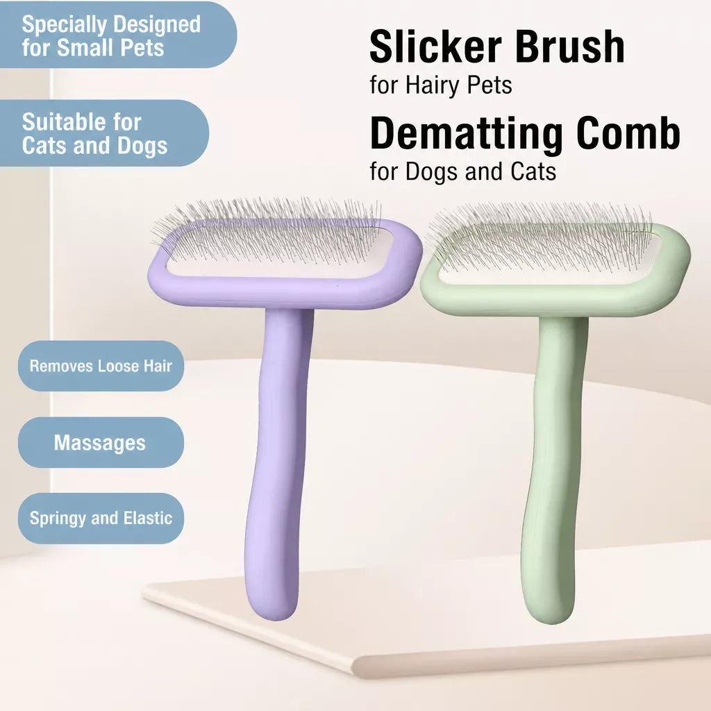Stainless Steel Deshedding Pin Brush for Dogs and Cats
