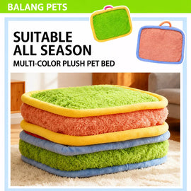 Color-Block Washable Plush Square Pet Bed for Dogs and Cats