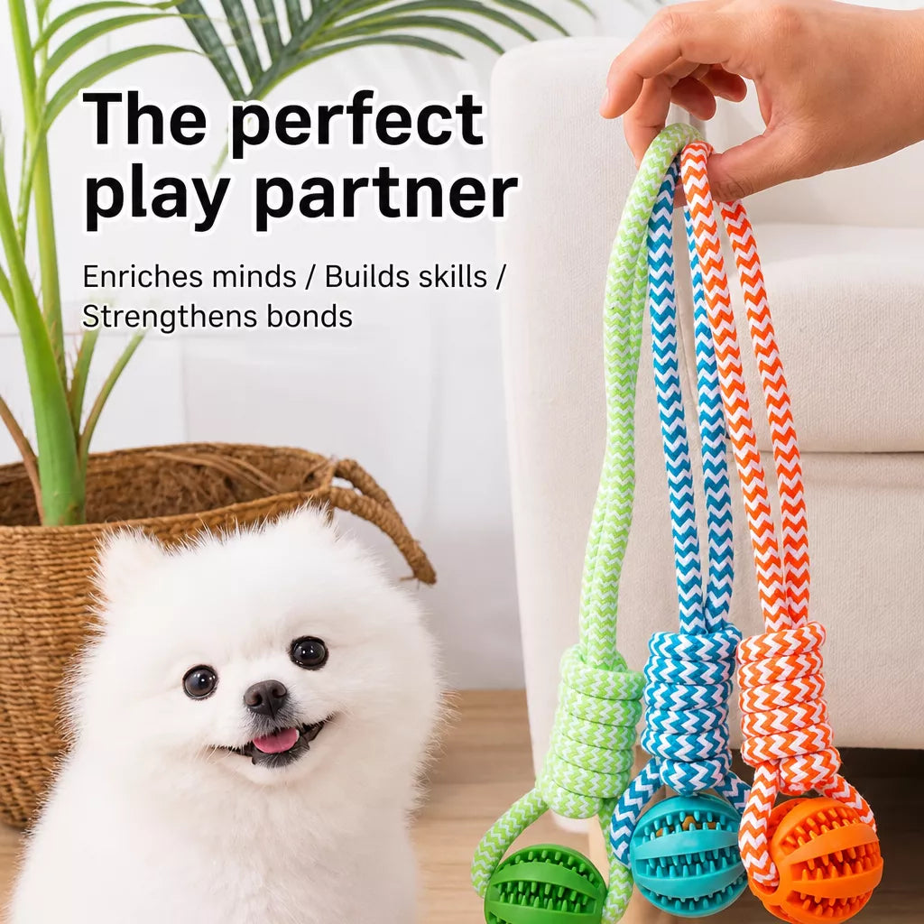 Rope Dog Tug Toy with Treat-Dispensing Ball for Medium and Large Dogs