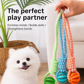 Rope Dog Tug Toy with Treat-Dispensing Ball for Medium and Large Dogs
