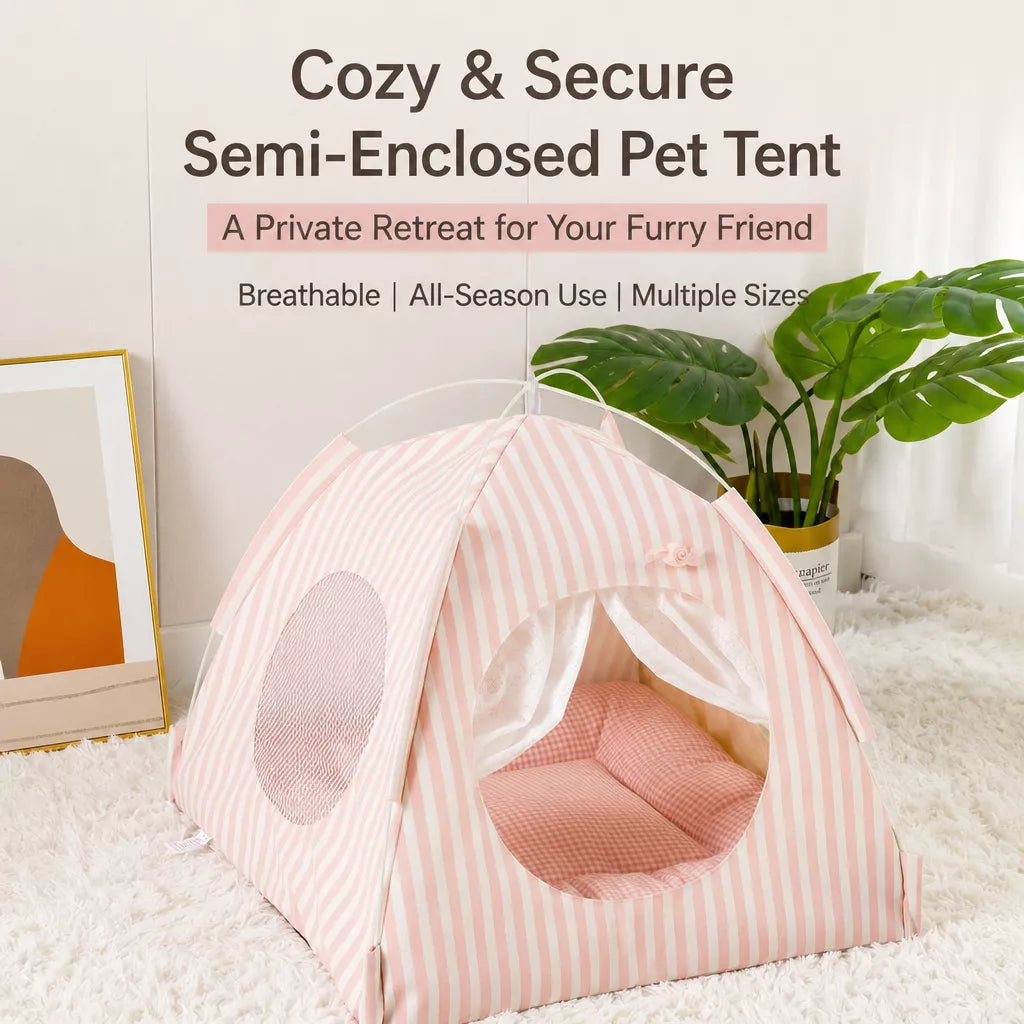 Indoor Cat & Dog Tent Bed with Removable Washable Cushion