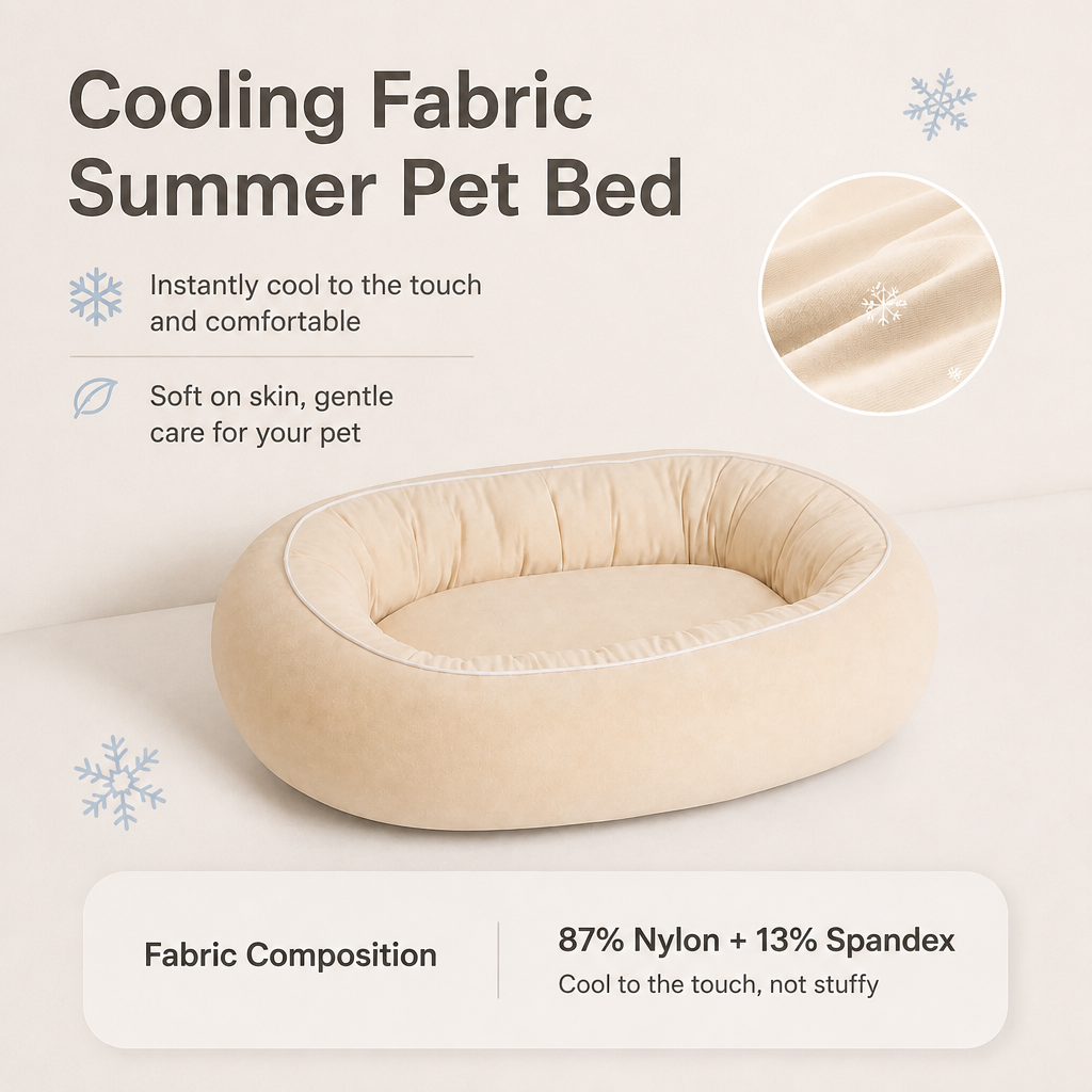 Cooling Fabric Bolster Dog Bed with Non-Slip Base Zweitbild