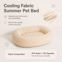 Cooling Fabric Bolster Dog Bed with Non-Slip Base
