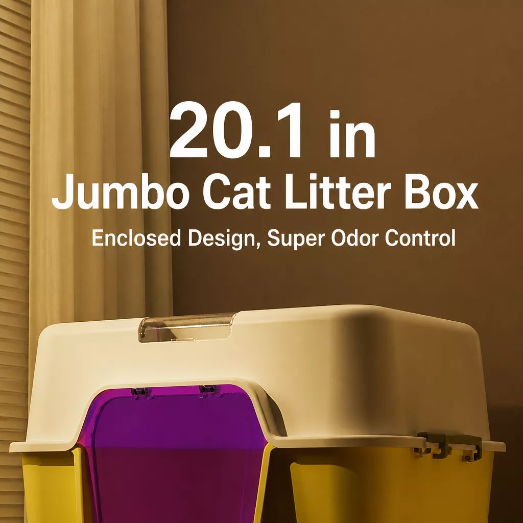 Large Enclosed Cat Litter Box for Cats Up to 22 lb
