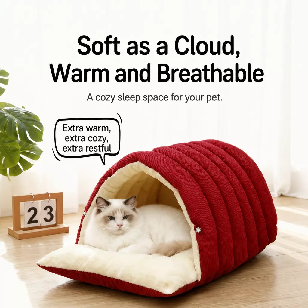 Semi-Enclosed Cat & Dog Bed with EPE Foam