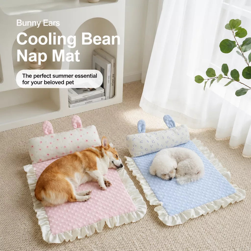 Pet Rest Mat with Bunny-Ear Pillow for Dogs and Cats