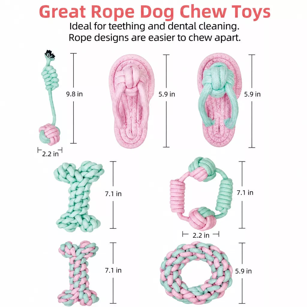 Cotton-Linen Knotted Rope Dog Toy for Small Dogs