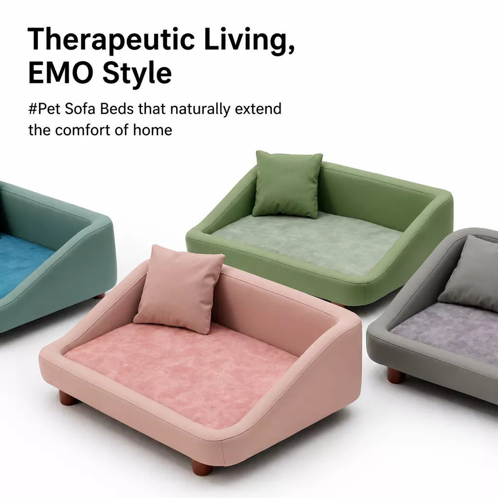 Pet Sofa Bed with Headrest and Removable Cover