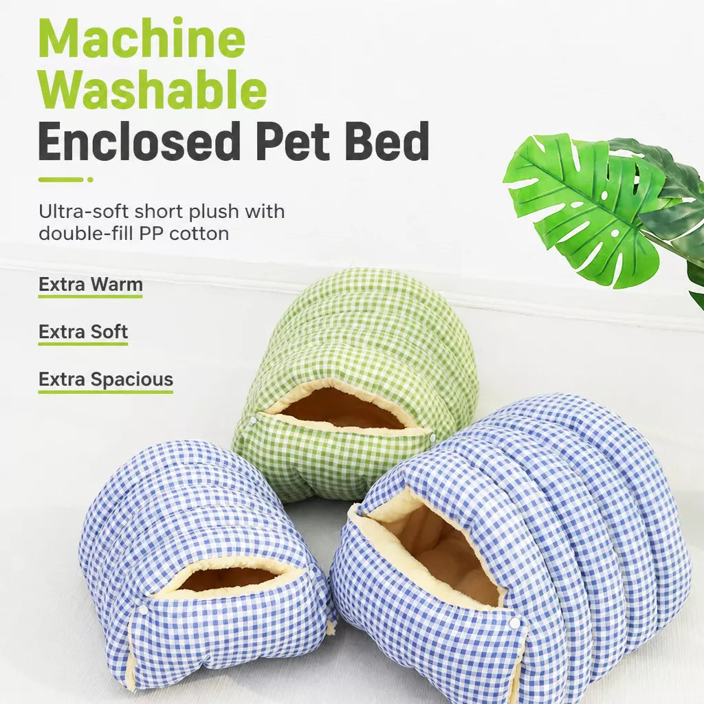 Semi-Enclosed Cat & Small Dog Bed with Removable Cover