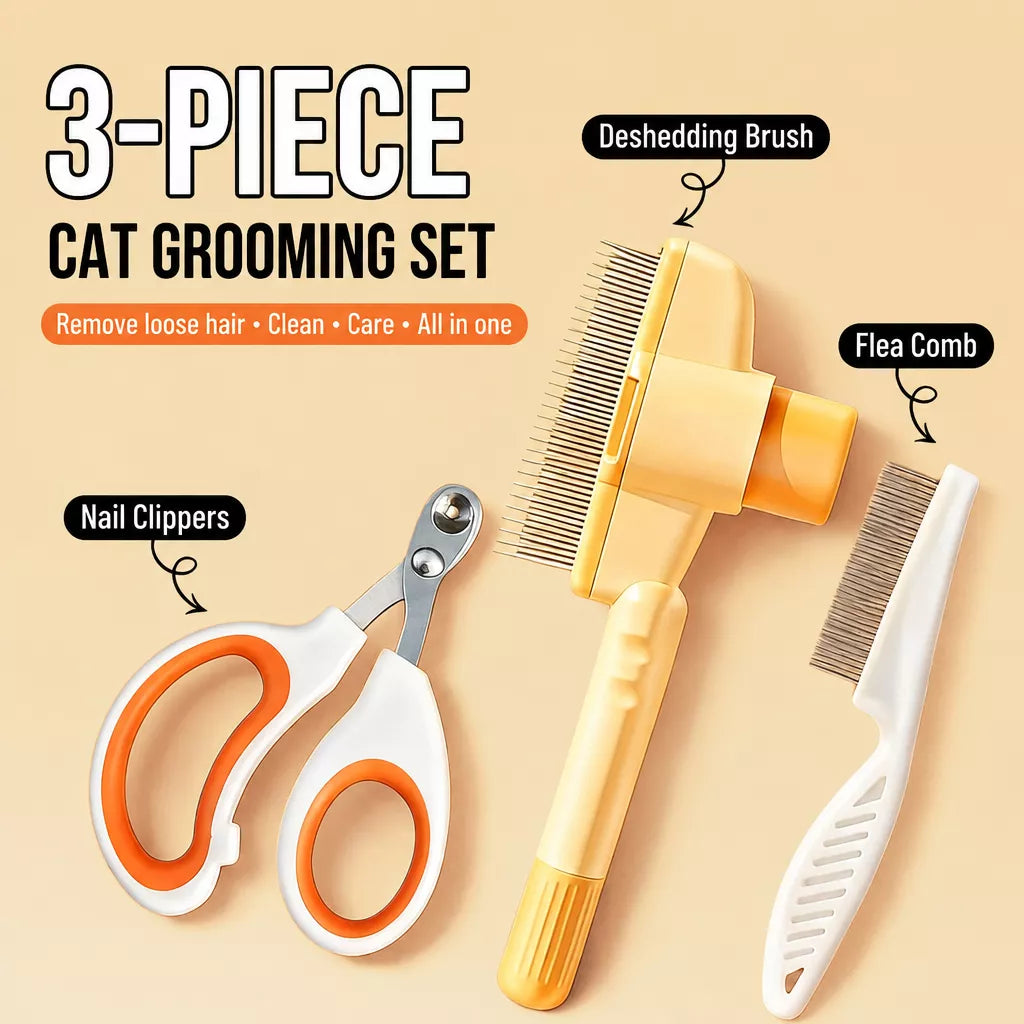 Cat & Dog Grooming Tool Sets with Deshedding Tools