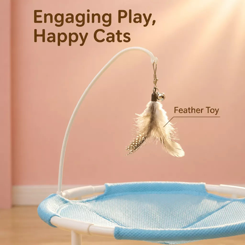 Round Pet Bed with Hanging Toy