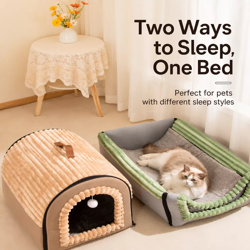 Enclosed Pet Bed for Dogs and Cats
