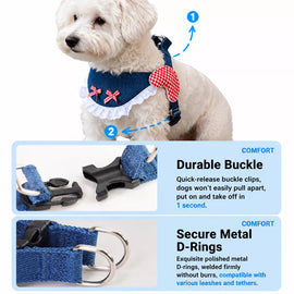 Small and Medium Dog Harness with 4.9 ft Leash
