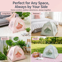 Indoor Cat & Dog Tent Bed with Removable Washable Cushion