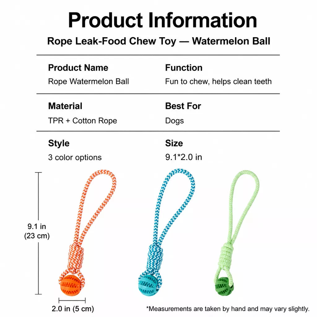 Rope Dog Tug Toy with Treat-Dispensing Ball for Medium and Large Dogs