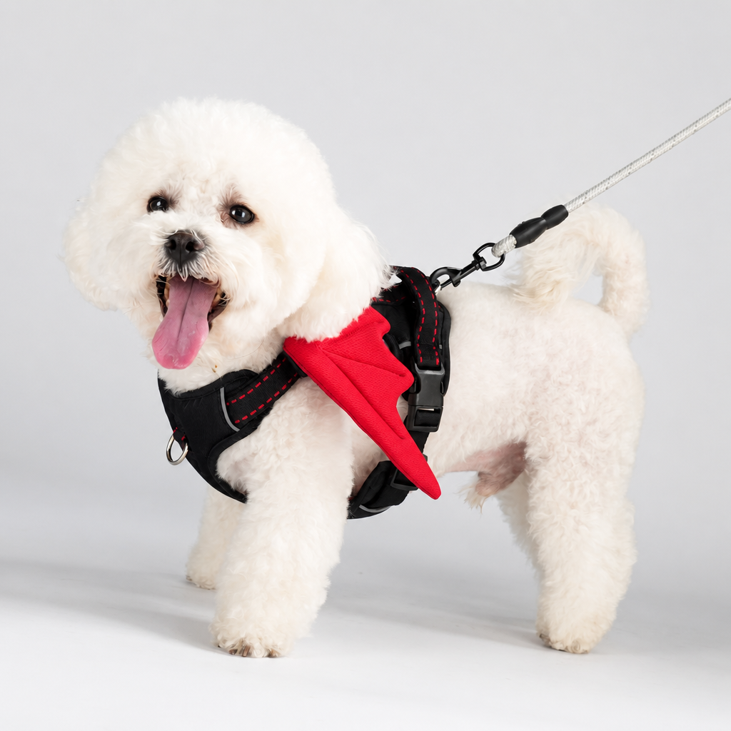 Breathable Demon & Angel Wing Dog Harness with Optional Leash