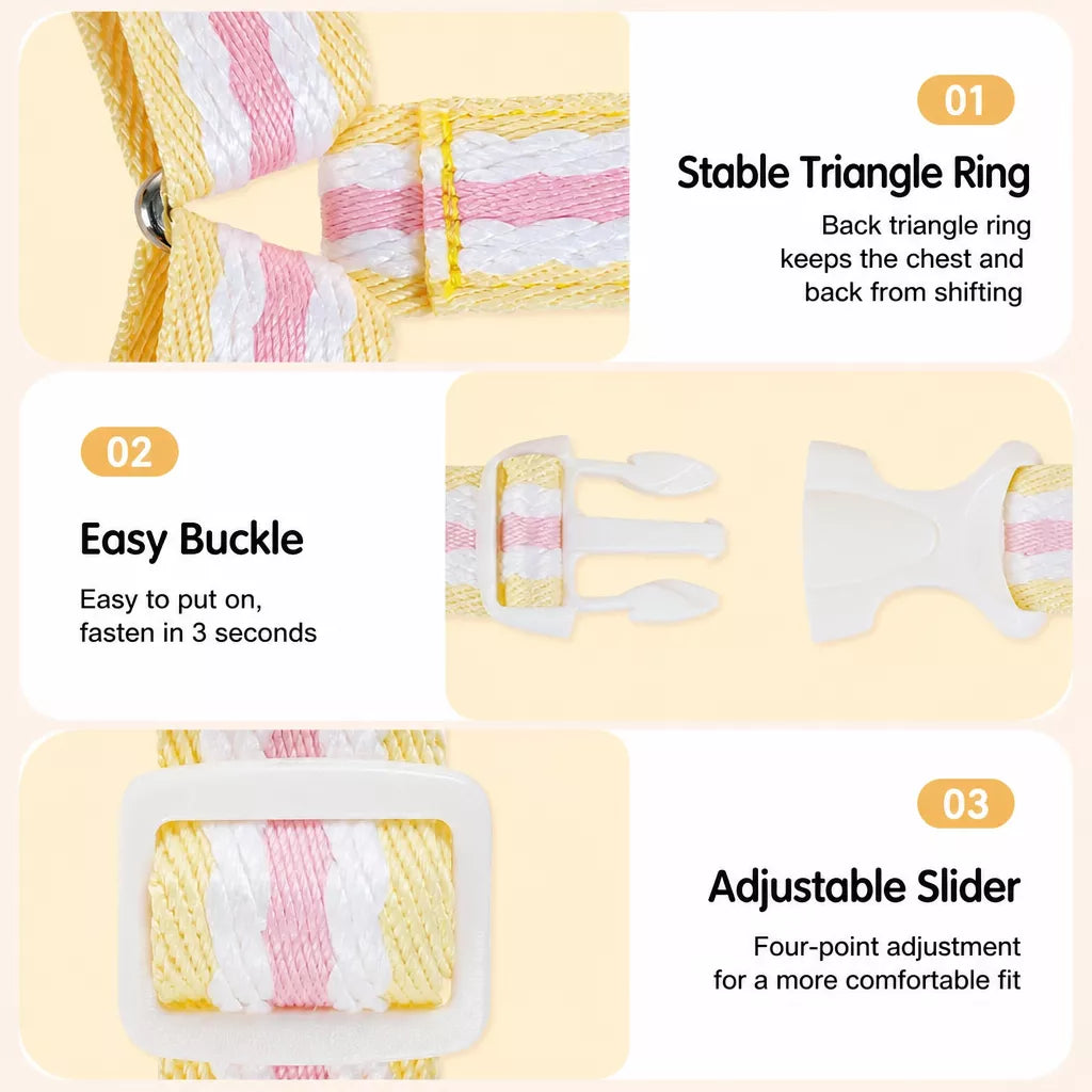 Bow Tie Vest-Style Dog Harness and Leash for Small Dogs