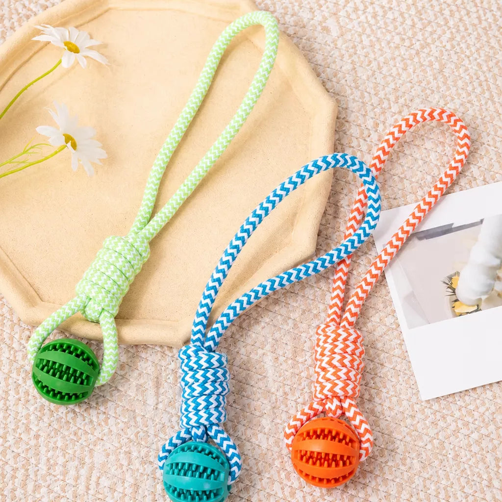 Rope Dog Tug Toy with Treat-Dispensing Ball for Medium and Large Dogs