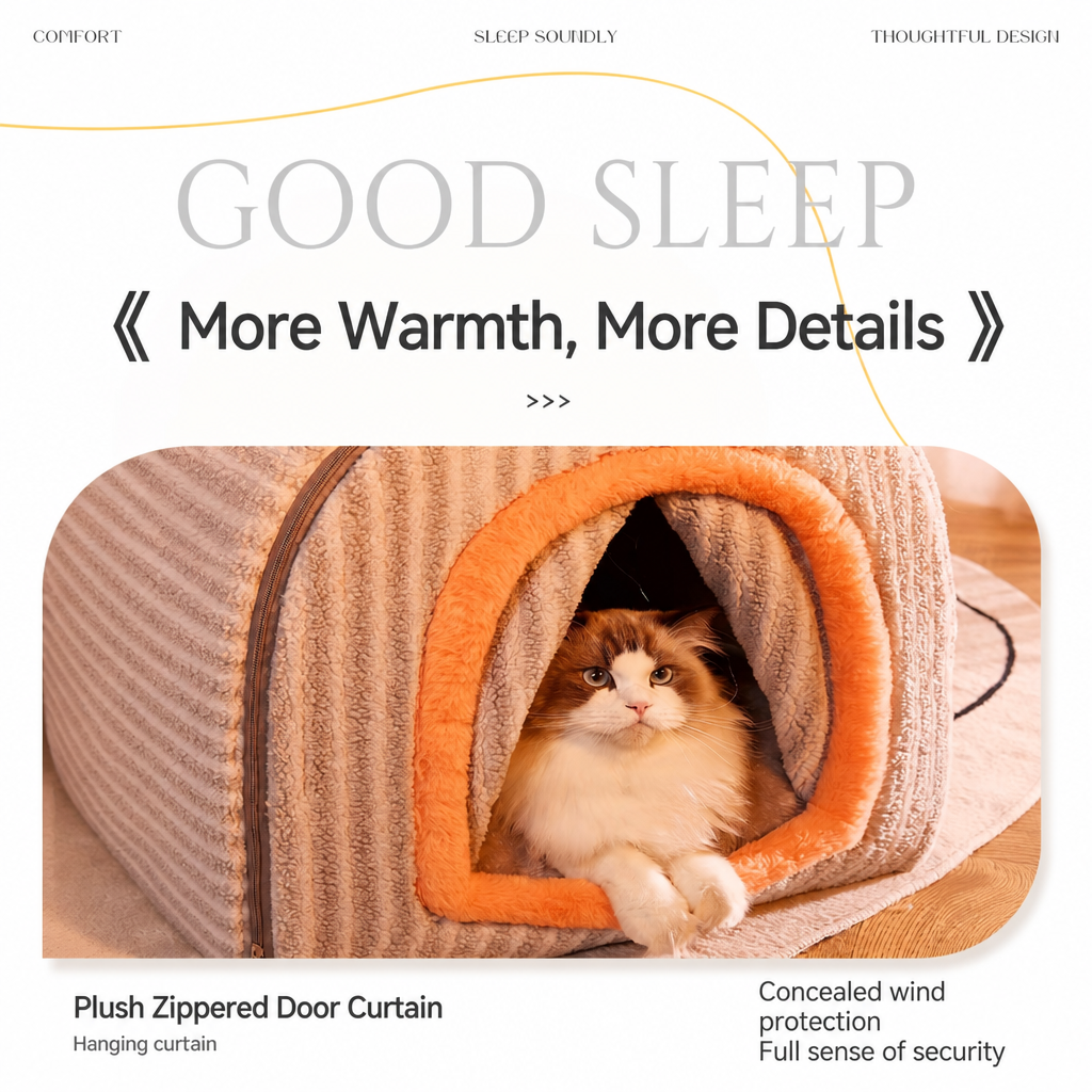 Cozy Enclosed Pet House for Cats & Dogs