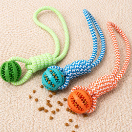 Rope Dog Tug Toy with Treat-Dispensing Ball for Medium and Large Dogs
