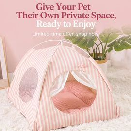 Indoor Cat & Dog Tent Bed with Removable Washable Cushion