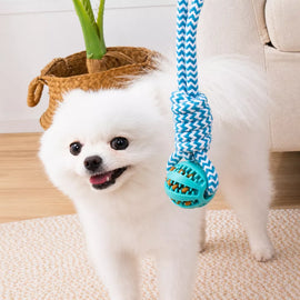 Rope Dog Tug Toy with Treat-Dispensing Ball for Medium and Large Dogs