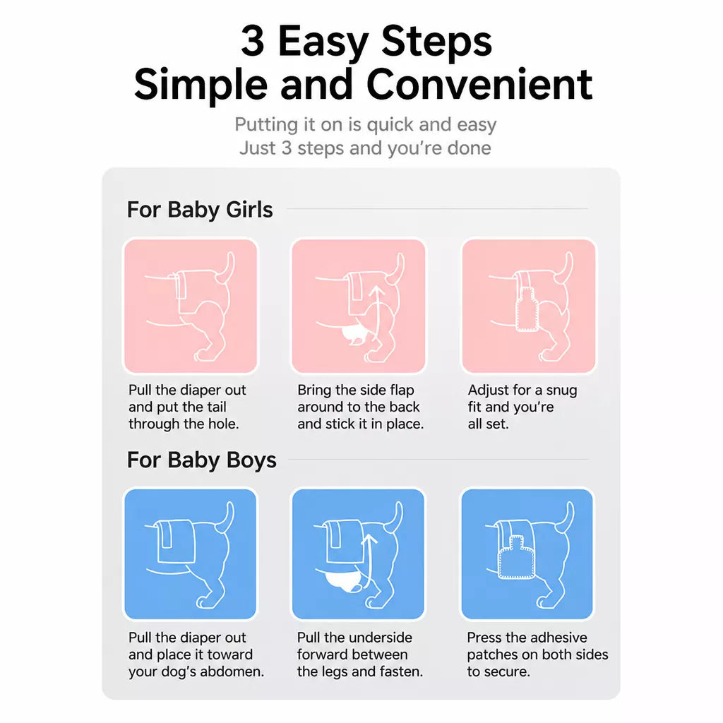 Disposable Dog Diapers for Male and Female Dogs