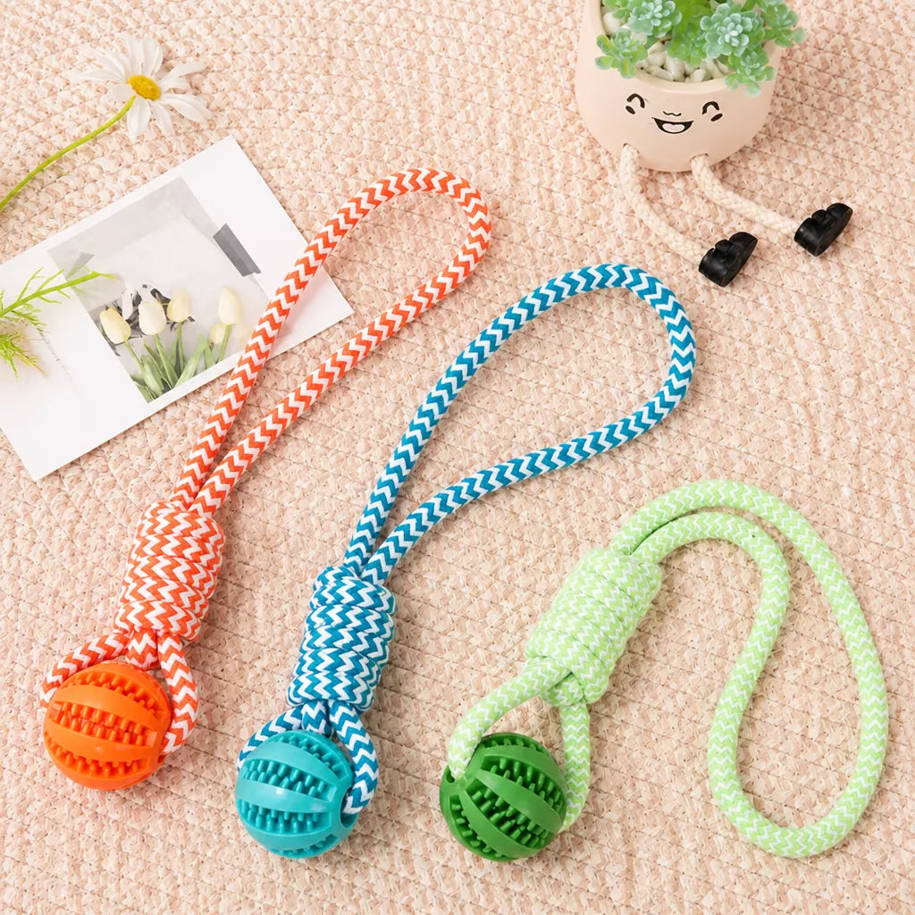 Rope Dog Tug Toy with Treat-Dispensing Ball for Medium and Large Dogs