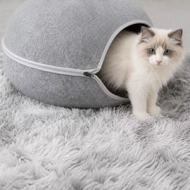 Enclosed Donut Cat Bed with Tunnel