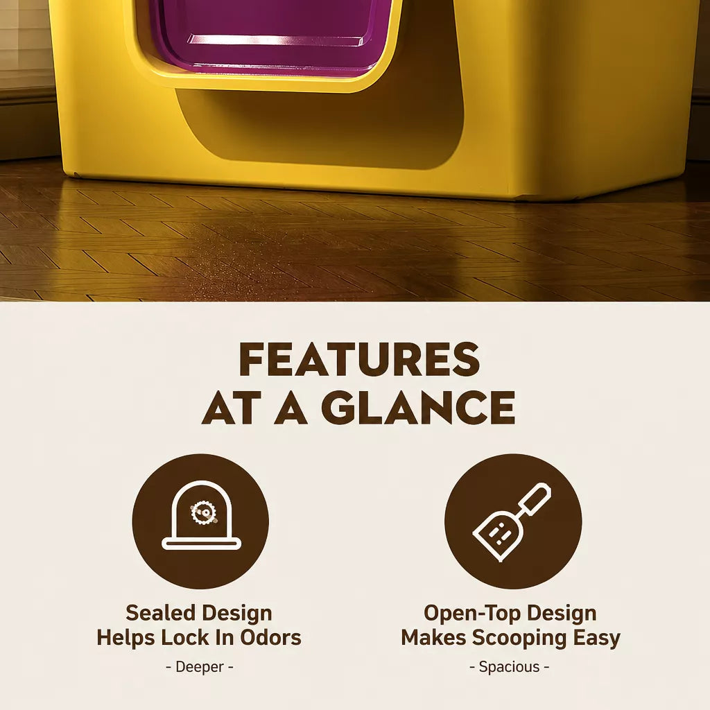Large Enclosed Cat Litter Box for Cats Up to 22 lb