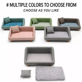 Pet Sofa Bed with Headrest and Removable Cover