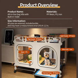 Small Dog Crate with Separate Toilet Area & Storage Pen