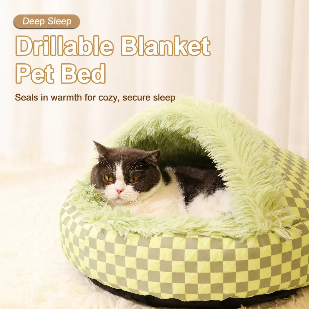 Semi-Enclosed Shell-Style Pet Bed for Cats & Dogs