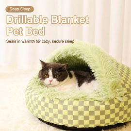 Semi-Enclosed Shell-Style Pet Bed for Cats & Dogs