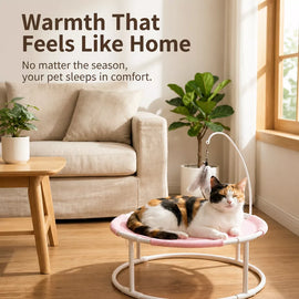 Round Pet Bed with Hanging Toy