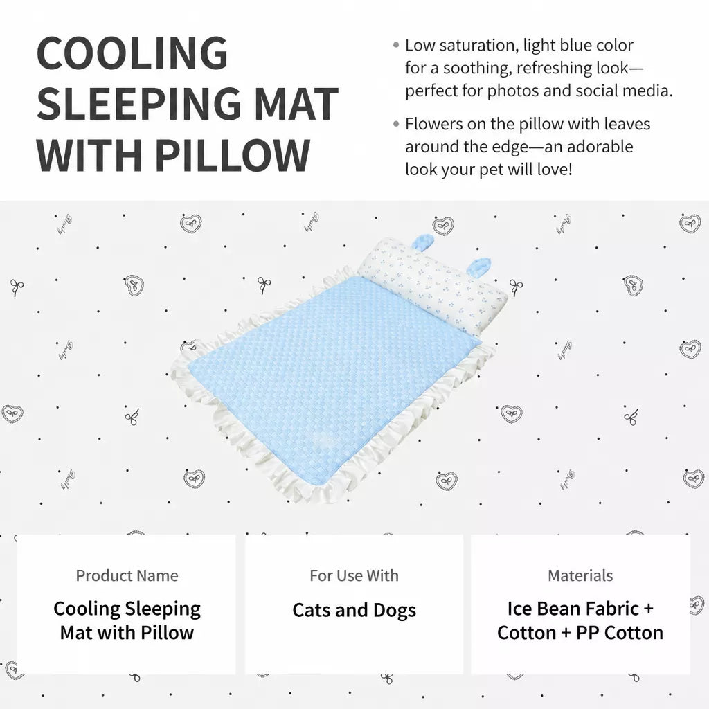 Pet Rest Mat with Bunny-Ear Pillow for Dogs and Cats