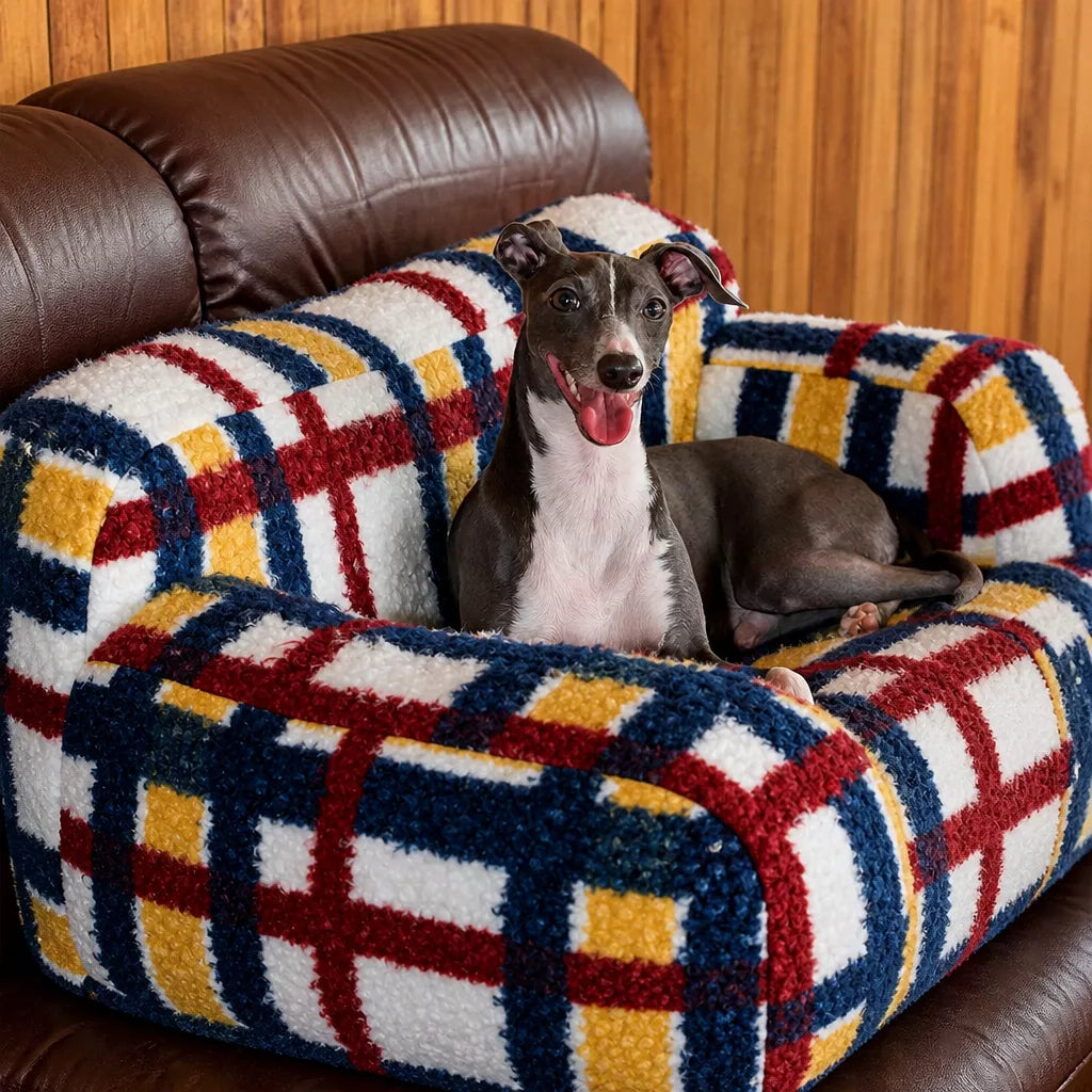 Vintage-Style Plush Sofa Bed for Dogs and Cats